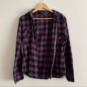 Purple Button Down Flannel Shirt | Wet Seal